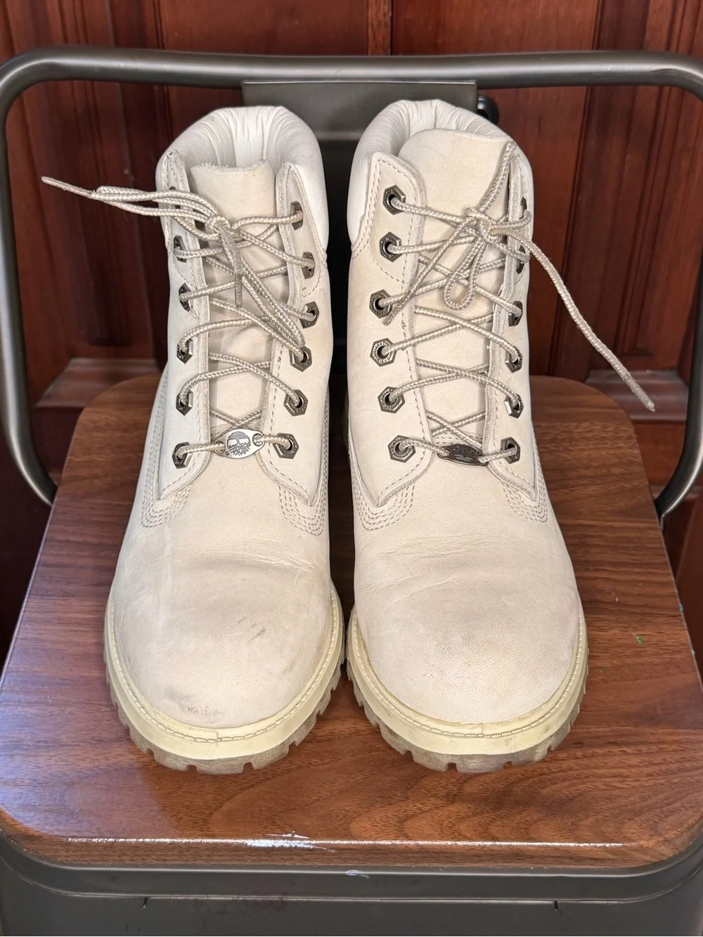 Timberland Men's Light Beige Lace-Up Leather Boots